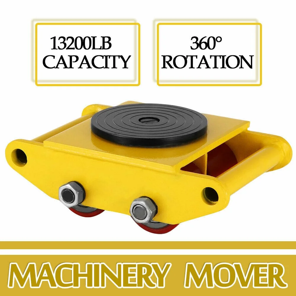 2Pcs Dolly Skate Industrial Machinery Mover Swivel 6T Cargo Trolley 4 Rollers 