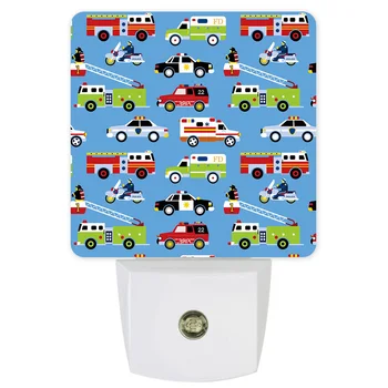 

Fire Engine Ambulance Police Patrol Car Cartoon LED Night Light with Sensor US Plug for Children Living Room Bedroom Lighting