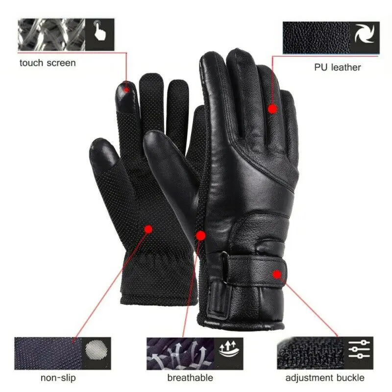 Перчатки с электрическим подогревом, теплые, с зарядкой от USB, для улицы, мотоциклетные рукавицы, водонепроницаемые, Утепленные Перчатки