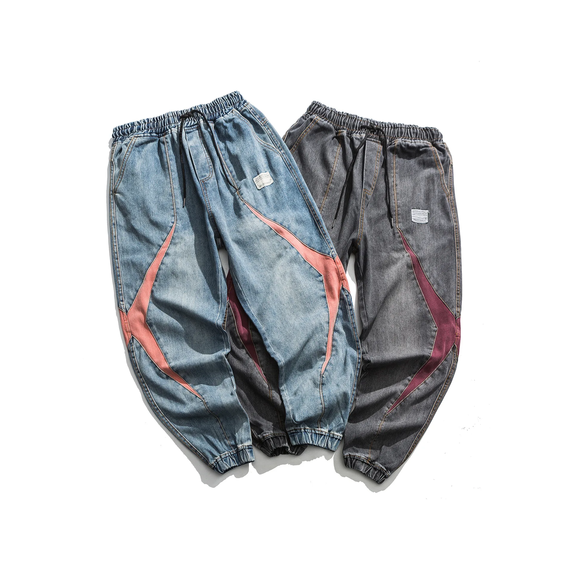 

Northern Boundary Men'S Wear Shu 2019 Winter New Style Star Contrast Color Cowboy Washing Ankle Banded Pants