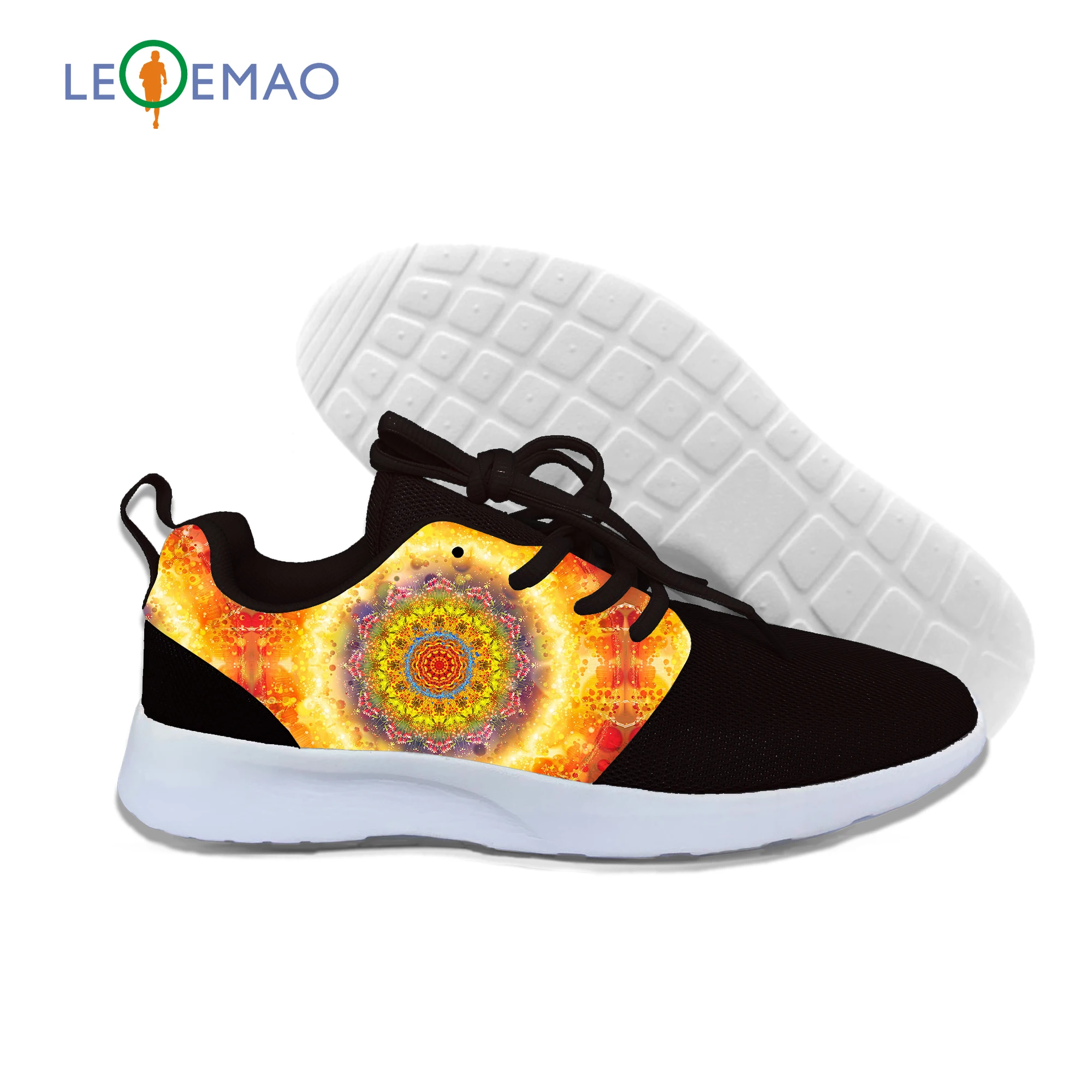 

Summer Solar Eclipse Mandala Walking Breathable Shoes 2019 Spring Autumn Black Light Weight Outdoor Walking Sneakers Men