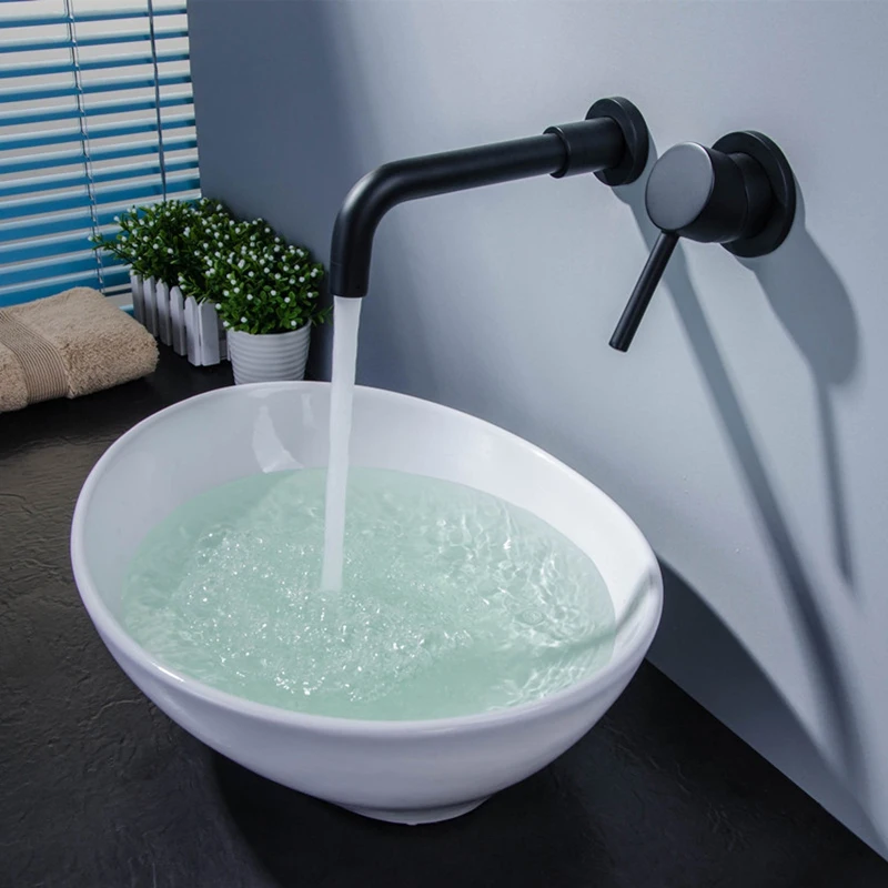  EASY-Modern Brass Wall Basin Mixer Tap Bathroom Kitchen Sink Faucet Swivel Spout Bath With Single L - 4000176133098
