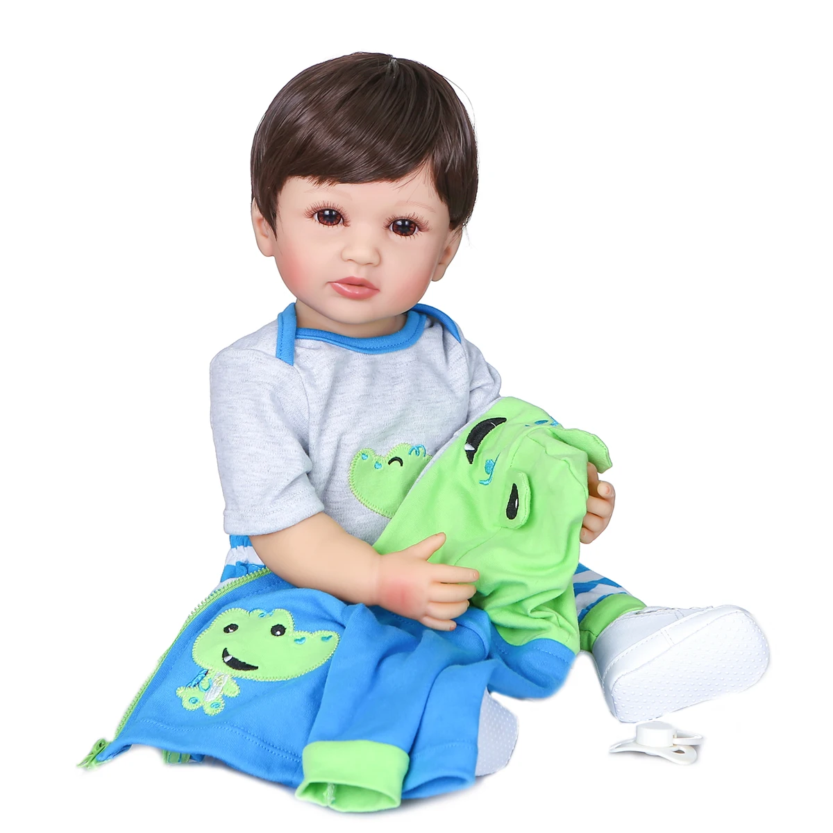 Boneco bebe reborn menino lindo todo silicone original 55 cm nova baby