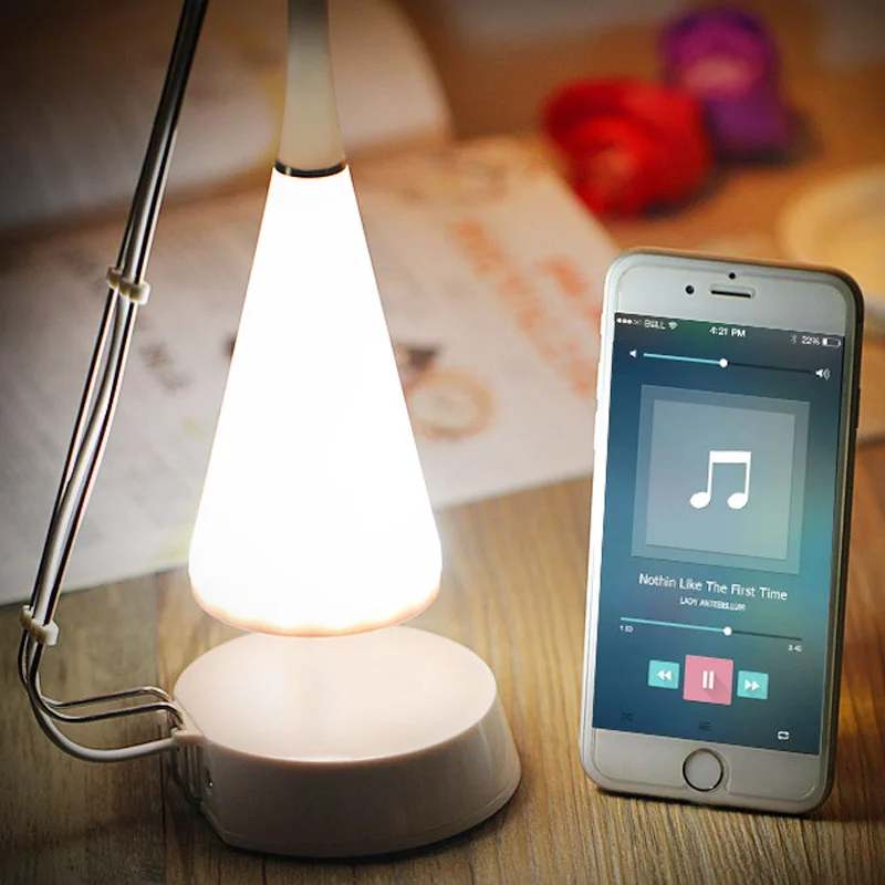 Светодиодная настольная лампа с Bluetooth динамиком сенсорный светильник для музыки