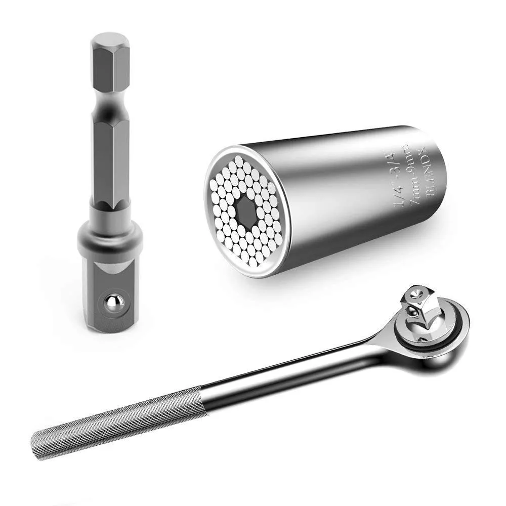 

LAMEZIA Universal Torque Wrench Set 7-19mm Key Sleeve Socket Ratchet Spanner Power Drill Kits Hand Tools