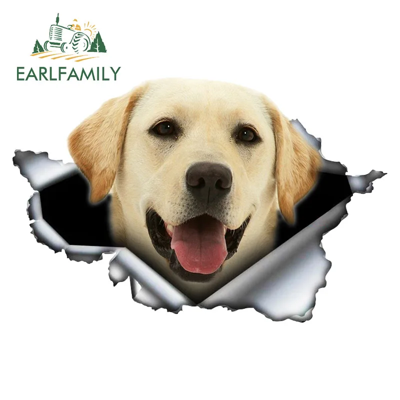 EARLFAMILY 13 سنتيمتر x 8.5 سنتيمتر كلب لابرادور المسترد ثلاثية الأبعاد ممزق سيارة ملصق التصميم الأصلي الفينيل سيارة الجذع الوفير ديكور ملصق مخصص