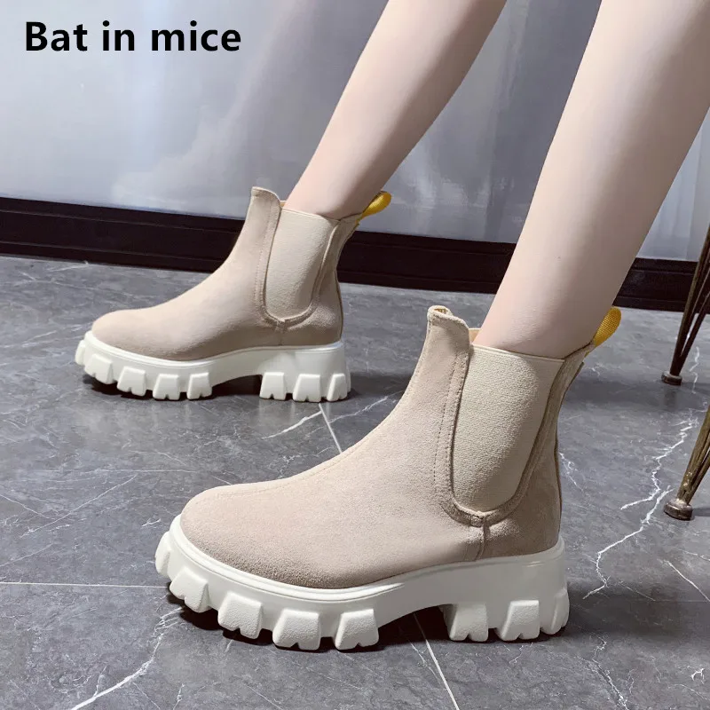 

2019 Winter women pumps dress Martin boots Platform Fashion platform Round Toe mid heels Ankle snow boots women shoes mujer T692