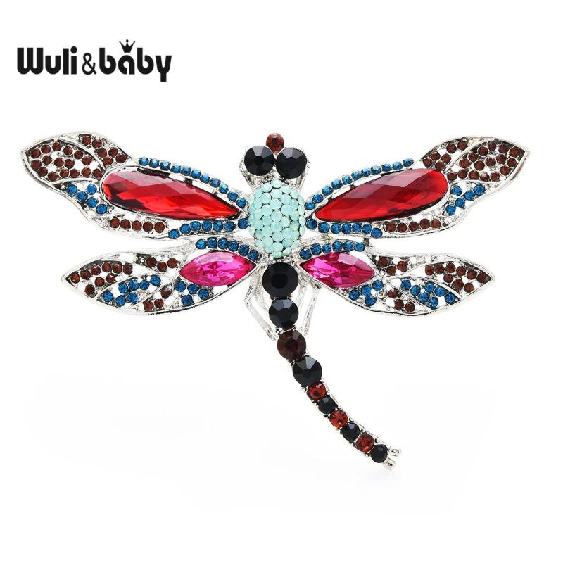 

Wuli&baby Big Multicolor Crystal Dragonfly Brooch Pins 6 colors Fashion Brooches for Women New Year Jewelry Gift 2021