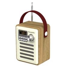 Wooden TF Card Slot Retro Portable Clock Speaker LCD Display DAB Digital Radio MP3 Player Bluetooth 5.0 Aux Stereo FM