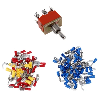 

1x 6-Terminals ON/OFF/ON DPDT Toggle Switch AC 250V 15A & 100x Piggy Back Piggyback Spade Crimp Connector Terminal