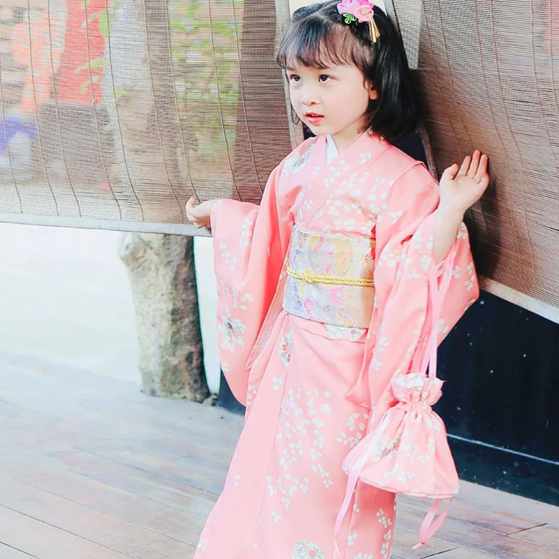 New Arrival Kids Japanese Kimono Set Pink Children's Japanese