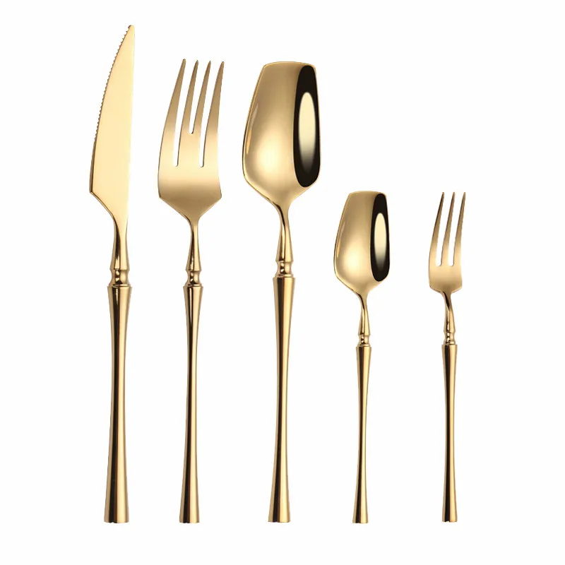 

Bright Golden Spoon Dinnerware Set Stainless Steel Tableware Set Kitchen Knife Fork Coffee Spoon Luxury Cutlery Set Bright Light