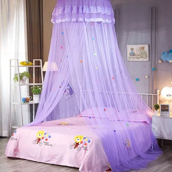 

Kids Mesh Lace Bedding Round Dome Sweet Sleeping Bed Net Canopy Hanging Heightened Anti-mosquito Cartoon Bedroom Summer