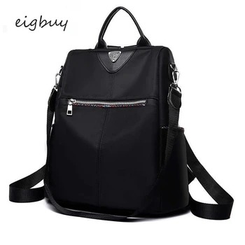 

Women Luxury Classic Nylon Zipper Solid Black Retro Fashionable School Bags For Teenage Girls Ot07yf Women Bagpack Schoolbag