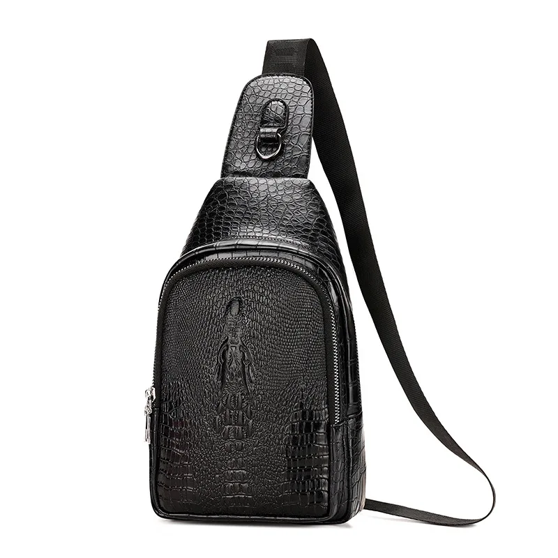 

Men's Bag PU Sling Bag Crocodile Pattern Shoulder Business Casual Bag Anti-Spillage Wear-Resistant