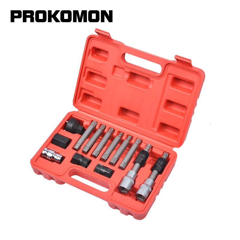 13Pcs Alternator Freewheel Pulley Removal Engine Auto Tool Set For