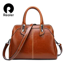 Женские сумки для деловых Realer, Ретро сумка на плечо для отдыха, высококачественные кожаные сумки через плечо для женщин