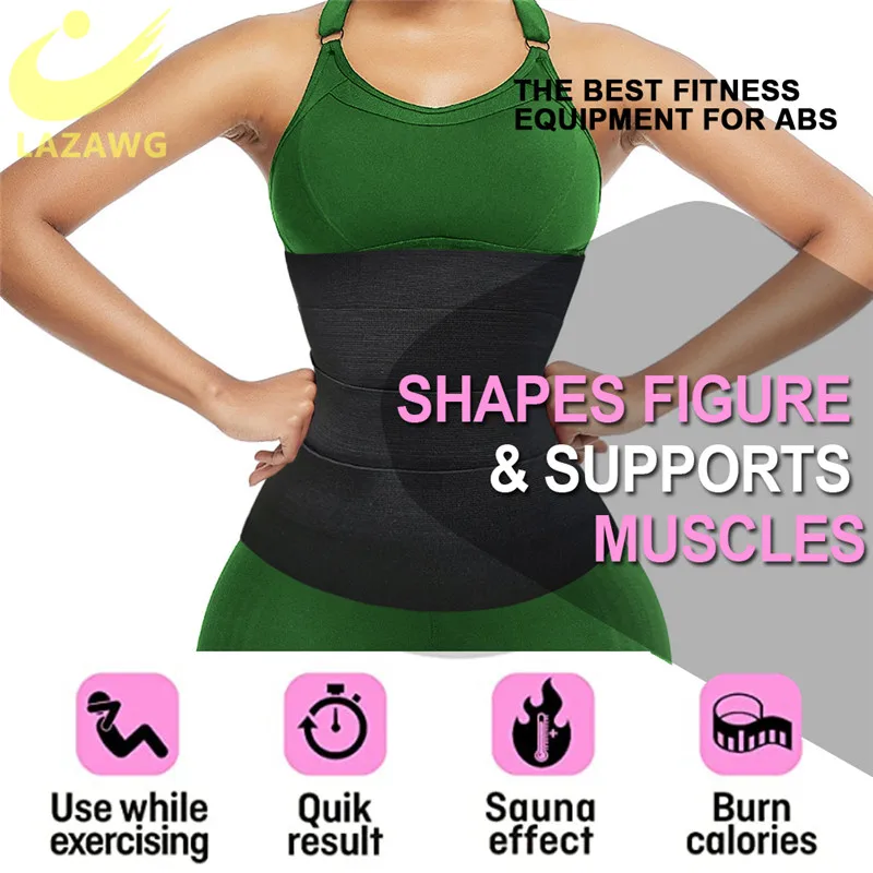 tummy tucker for women LAZAWG Waist Trainer Wrap Belt Slimming Neoprene Sweat Body Shaper Sauna Womens Adjust Snatch Waist Cinchers Tummy Girdle Strap best tummy control shapewear uk