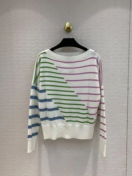 

Early Spring 2020 New Fashionable Elegant Casual Ladies Wild Contrast Color Striped Sweater Free Shipping Worldwide