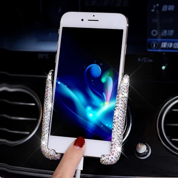 

Luxury Rhinestone Car Phone Holder In Car Air Vent Mount Mobile Holder Cellphone Support Bling Car Accessories For Girls Women