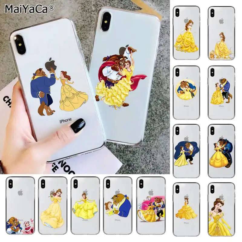 

MaiYaCa Beauty Beast Rose Princess Transparent Soft Shell Phone Cover for iPhone 11 pro XS MAX 8 7 6 6S Plus X 5 5S SE XR cover