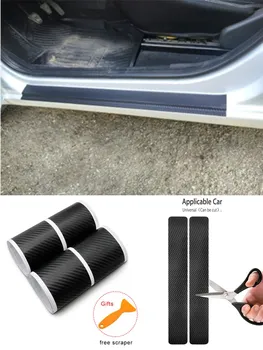 

4PCS 5D 3D Car Carbon Fiber Door Threshold Stickers Used to Protect Car Pedals from Dust Scratches and Kicks