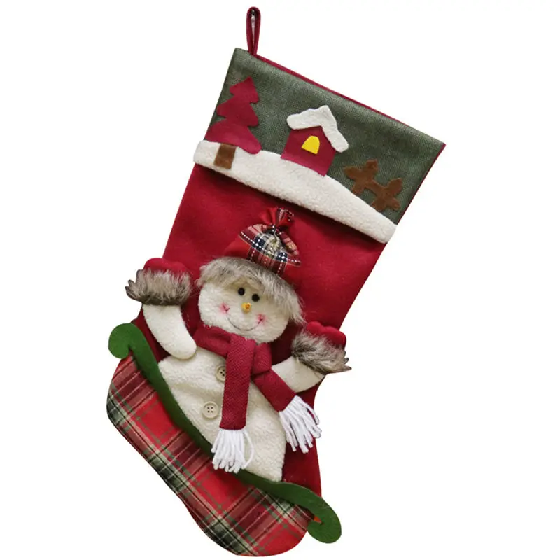 Christmas Xmas Tree Hanging Party Tree Decor Santa Stocking Sock Gift Candy Bags Tree Ornament Decorations - Color: Christmas snowman
