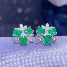 Натуральный изумруд Снежинка стиль серьги гвоздики Серебро 925 0.25ct* 6 шт драгоценный камень ювелирные изделия# S99283