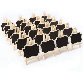

24 PCS Mini Wooden Blackboard Message Rectangular Slate Board Cards memo label Signs Price Digit Table