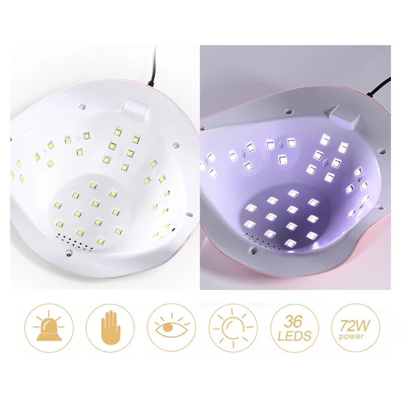 Billige 72W UV LED Nagel Lampe 15s Schnell Trocken Für Trocknen Alle Gel Nagellack 36Pcs LEDS LCD nagel Trockner Nail art Werkzeuge Mit Niedrigen Wärme Modus
