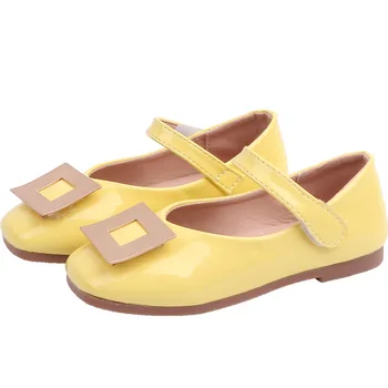 

Spring And Autumn New Girls Shoes Princess Shoes Square Buckle Hook & Loop Leather Casual Chic Low Flats For Girl Kids Sandals