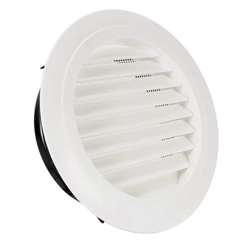 

8 Inch Round Air Vent ABS Louver Grille Cover White Soffit Vent with Built-In Fly Sn Mesh for Bathroom Office Kitchen Ventil