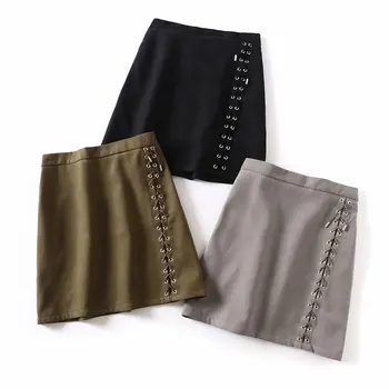 

Korean-style Fashion a Version Skirt Large Size Dress Suede with Drawstring Solid Color Skirt Short Skirt 056