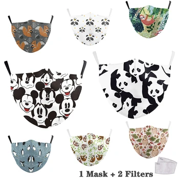 

Cute Animal Print Cotton Adult Reusable PM2.5 Face Mask Adjustable Protective Mask Dustproof and Smog Filter Fashion Maske