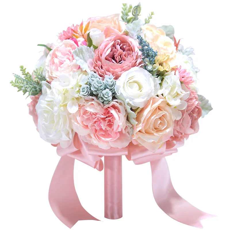 Wedding Bouquets Artificial Peony Flowers Kyunovia Wedding Bouquet Ivory and Blush Pink Peony Silk Bridal bouquet