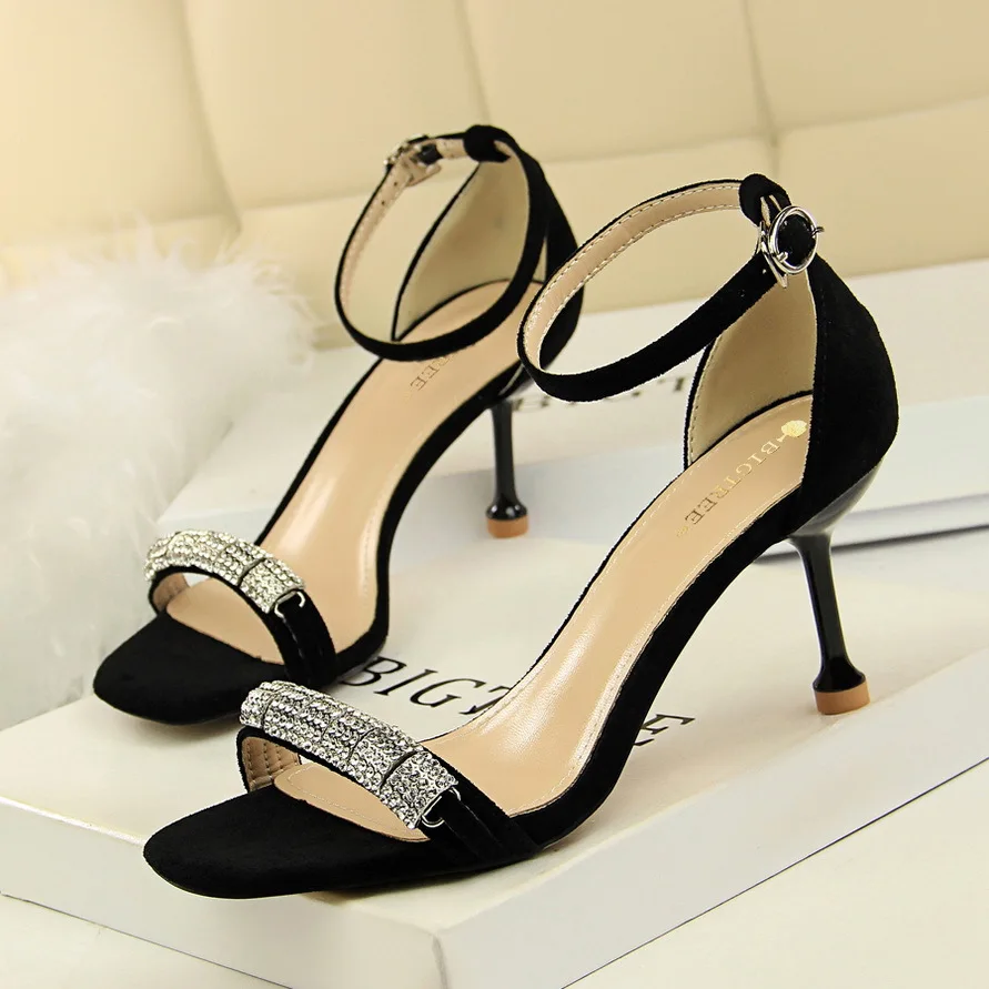 

Women High Heels Shoes Fine Suede Rhinestone Banquet