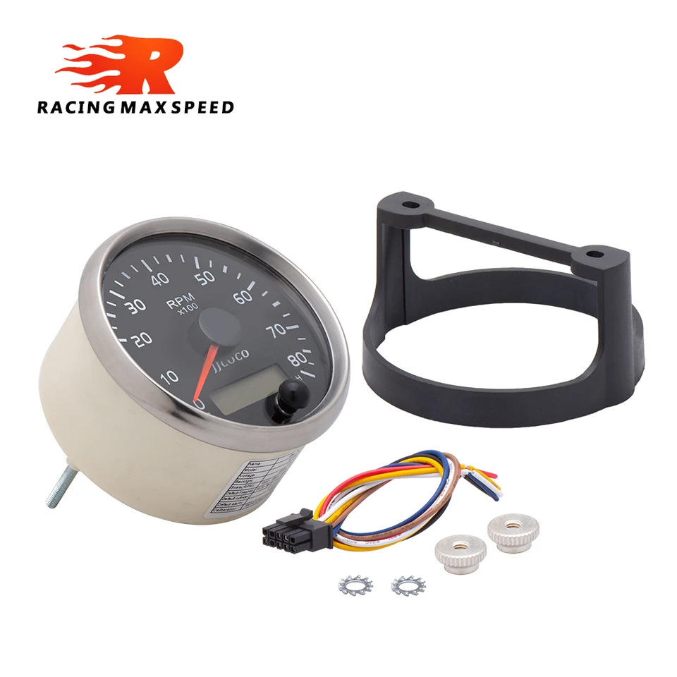 ELING Contagiri Universale 8000 RPM – 85 Mm, 9-32V, Retroilluminazione Rossa, Impermeabile Per Auto E Barche