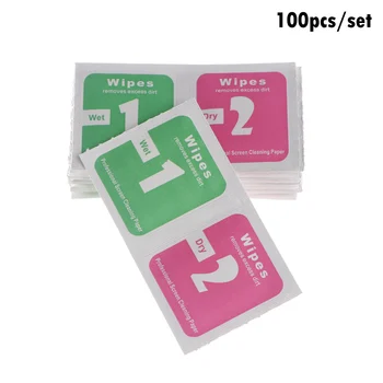 

100Pcs/Set Camera Lens Cleaning Cloth Dry And Wet Bag Dusting Laptop Screen Mobile Phone Film Cleaning Bag Set Anti Oil Stain