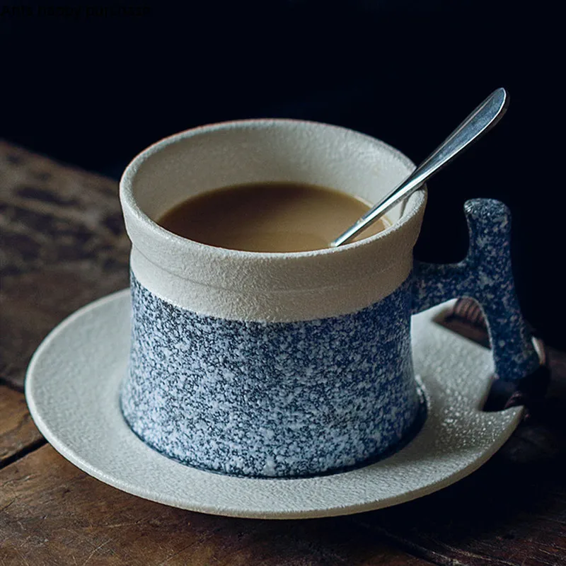 

Ceramic Coffee Cup Set European Style Household Water Cup with Spoon Dish Office Coffee Mug with Handle Decorative Drinkware