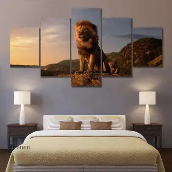 

5 Panel Posters Animal Wlid Lion Mountain Cloud Modular Hd Printed Home Decor Canvas Painting Print Wall Picture for Living Room