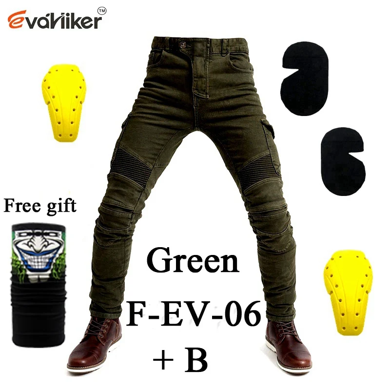 F-EV-06 Green B Весенне-летние дышащие синие джинсы для езды на мотоцикле черные мото брюки Внедорожные мото rcycle джинсы для езды Авто ралли брюки - Цвет: F-EV-06 Green B