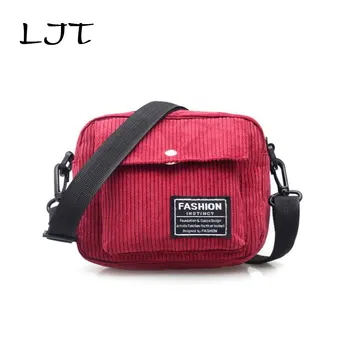 

LJT Corduroy Small Square Fashion Messenger Bag Famous Brand Women Bags 2019 Canvas Zipper Shoulder & Crossbody Bag For Girls