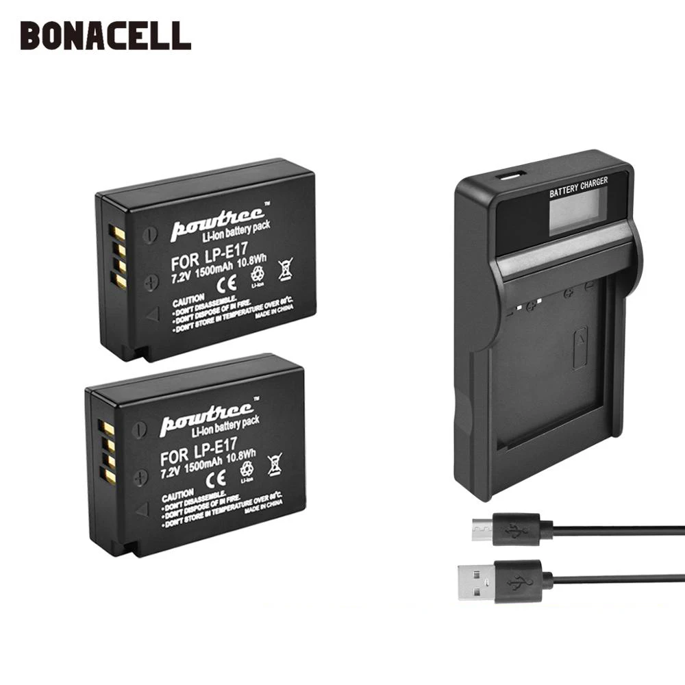 Двойное зарядное устройство Bonacell LPE17 LP E17 1500 мАч аккумулятор + ЖК дисплей для Canon EOS