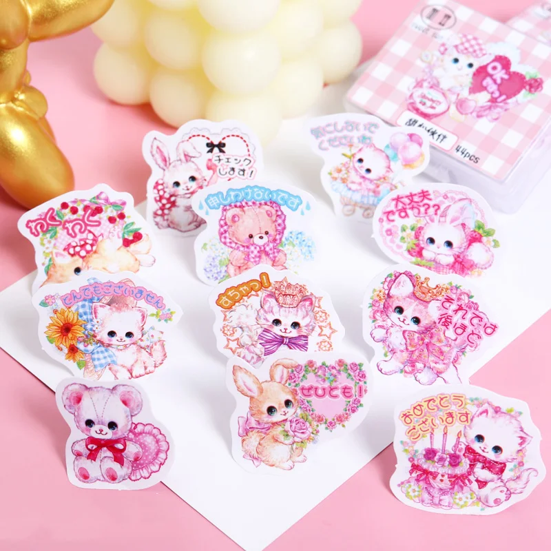 Bowknot Cat Dog Bear Stickers Fairy DIY Decorative Sticker For Diary Scrapbooking Decoration Kawaii Stationery Toy Gift | Дом и сад
