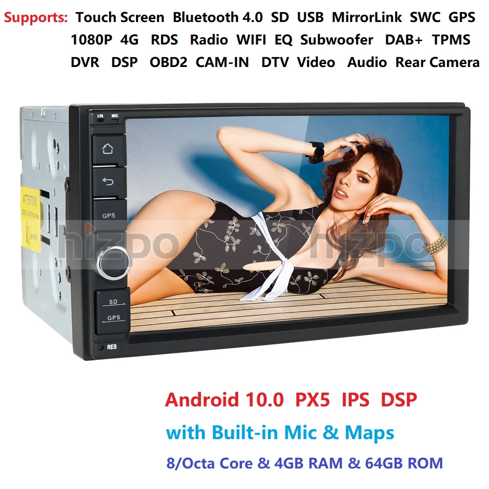 7 дюймов Android 10,0 Универсальный 2 DIN автомобильный DVD 4G интернет SIM модем автомобильный Радио Авто Стерео gps NO-DVD DVR Cam-in OBD RDS DTV SWC USB