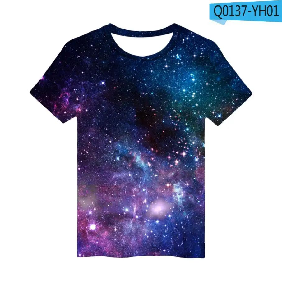 3D космическая галактика футболки для мужчин/женщин Летняя футболка с короткими рукавами для мальчиков/девочек 3D воздушный шар космическая Галактическая футболка дышащая - Цвет: Слоновая кость