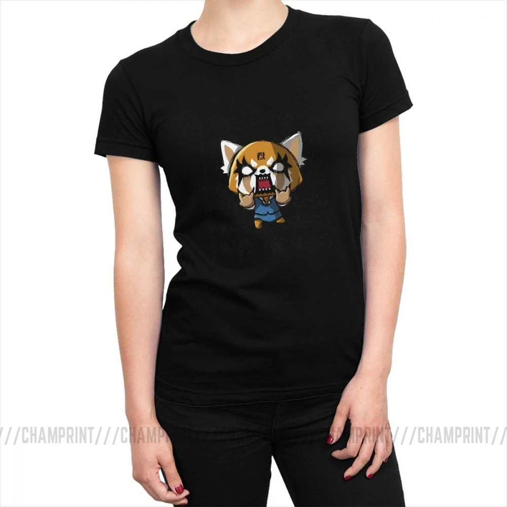 Aggretsuko футболка Топы агрессивный ретсуко I Hate Monday футболка для женщин шикарные футболки хлопок новинка одежда женская графика - Цвет: Черный
