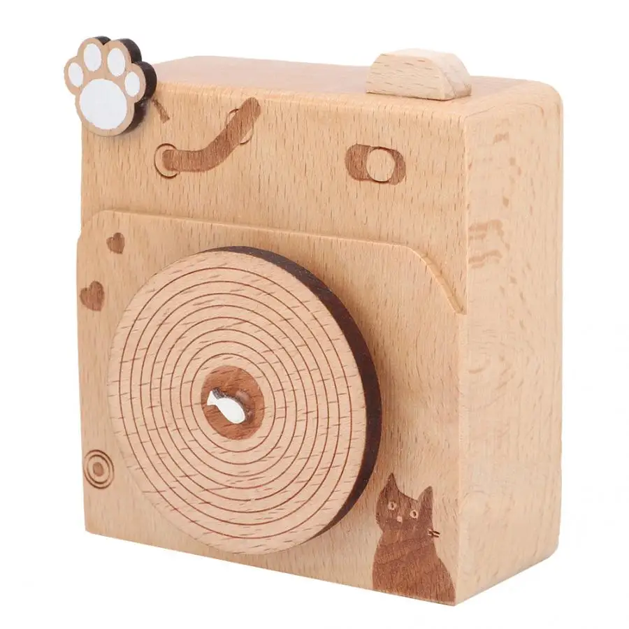 Wooden Phonograph Shape Music Box Natural Beech Wood Music Box Crafts Ornaments Kids Girlfriend Birthday Gift - Цвет: B