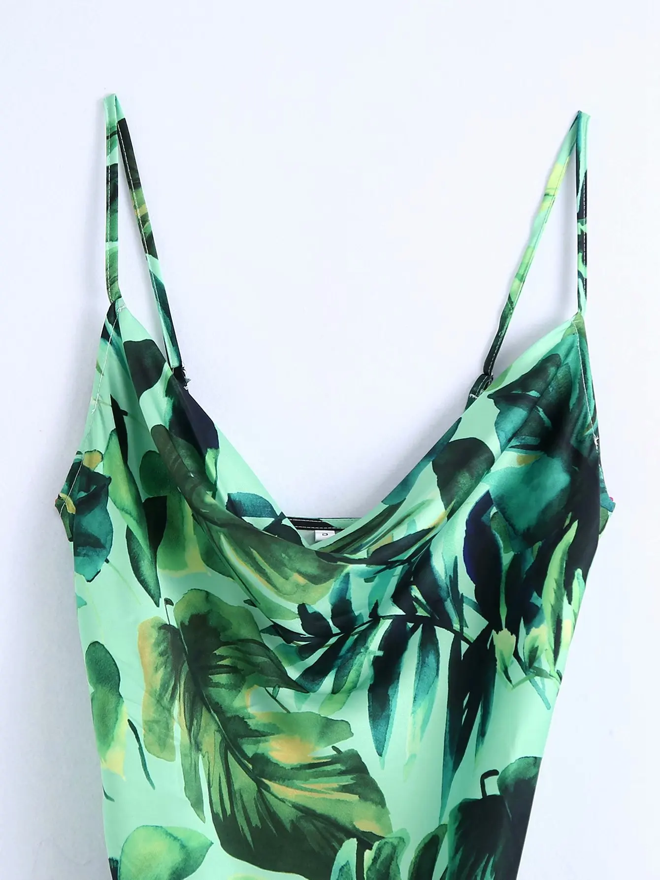 Verão para Mulheres Feminino sem Mangas Vestido de Verão Yenkye Verde Tropical Impressão Estilingue Vestido Longo Laterais Fendas Sexy 3 High Quality Moda Feminina
