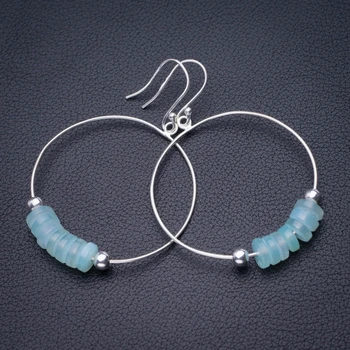 

StarGems Natural Chalcedony Handmade 925 Sterling Silver Earrings 2.5" D6571